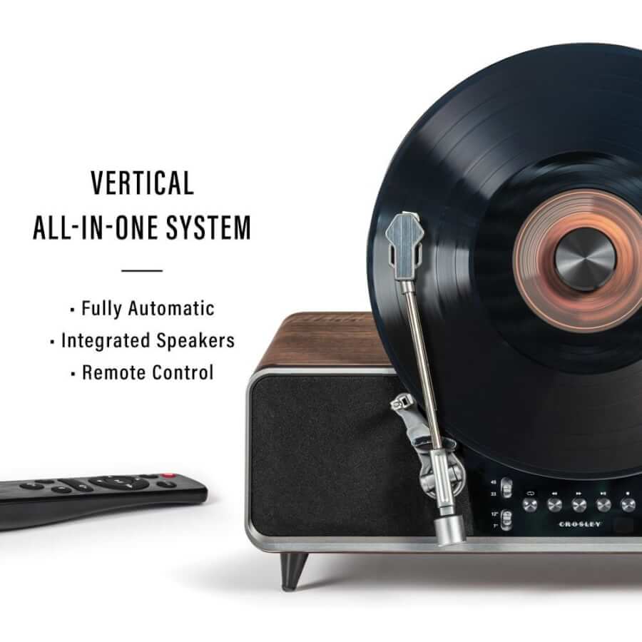 Crosley Beck CR6049A vertical all-in-one system with speakers and remote
