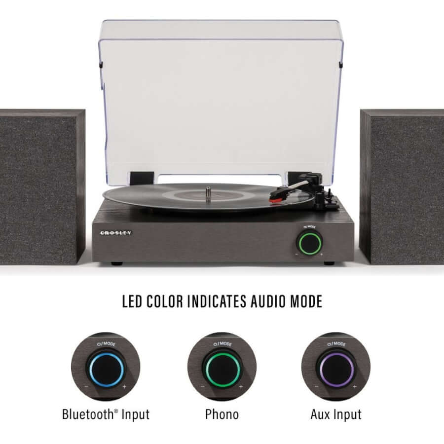 Crosley Zane CR7503A LED mode dial for Bluetooth, phono and aux input