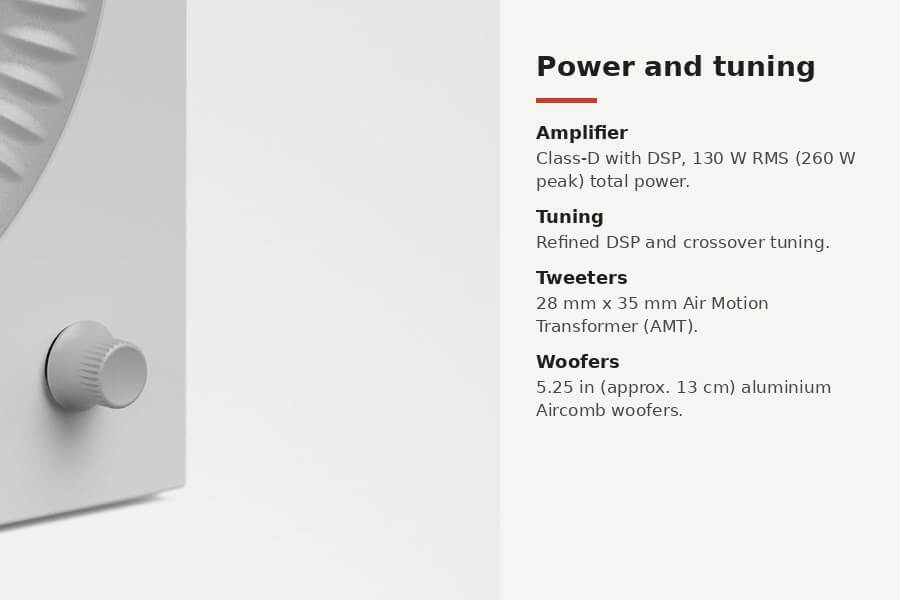 Kanto TUK 2nd Gen amplifier, DSP tuning, AMT tweeters and aluminium woofers (photo shown in Matte White)