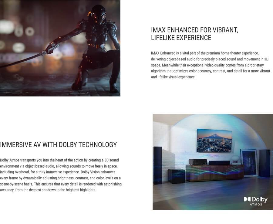 Onkyo TX-RZ30 IMAX Enhanced and Dolby immersive audio features