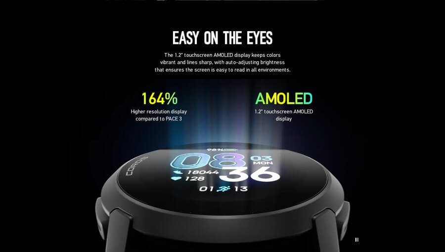COROS PACE 4 Easy on the Eyes AMOLED display