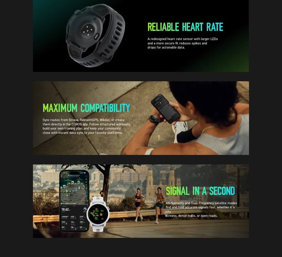 COROS PACE 4 Heart Rate, Compatibility and Signal